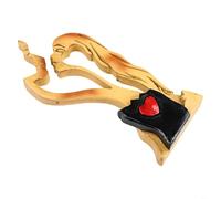 Décoration en bois pour amoureux des baisers - Statue d'amour en forme de cœur pour la décoration de la maison, Saint Valentin, sculptée à la main en bois massif et plastique, 28 x 11 x 2,6 cm