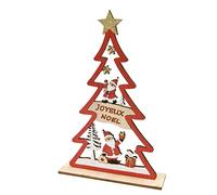 Décoration en bois sapin rouge joyeux noël 23 x 15 x 4 cm pour table - Rouge - Taille Unique