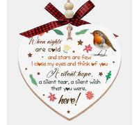 Décoration en bois « When Nights are Cold and Stars are Few I Think of You » - Décoration de Noël en forme de rouge-gorge - Souvenir de condoléances en bois - Cadeau pour perte