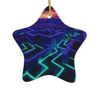 Décoration en céramique à motif de labyrinthe fluorescent | Parfait pour les fêtes de Noël en famille, les cheminées de cheminée et les présentoirs de table de vacances