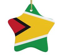 Décoration en céramique à suspendre en forme de drapeau de la Guyane en forme d'étoile pour les vacances, les festivals, la décoration d'intérieur