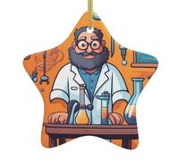 Décoration en céramique à suspendre en forme d'étoile pour sapin de Noël WHJDPP dessin animé thème sciences pour décoration d'intérieur