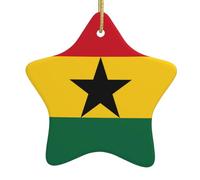 Décoration en céramique à suspendre pour sapin de Noël Motif drapeau du Ghana YYHWHJDE Facile à accrocher sur les arbres, les portes et les fenêtres