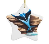 Décoration en céramique à suspendre pour sapin de Noël Motif YYHHAOFA Manta derrière les rochers Facile à accrocher sur les arbres, les portes et les fenêtres