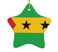 Décoration en céramique à suspendre pour sapin de Noël WHJDPP Drapeau de Sao Tomé-et-Principe pour décoration d'intérieur
