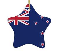Décoration en céramique à suspendre pour sapin de Noël WHJSHOP Drapeau Nouvelle-Zélande avec cordon métallique perforé et doré