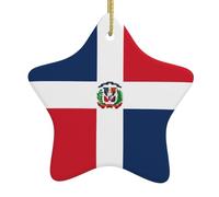 Décoration en céramique à suspendre pour sapin de Noël WHJSSF République dominicaine facile à accrocher sur les arbres, les portes et les fenêtres