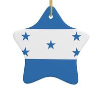 Décoration en céramique à suspendre pour sapin de Noël YYHWHJDE Drapeau du Honduras Facile à accrocher sur les arbres, les portes et les fenêtres
