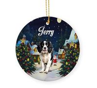 Décoration en Céramique Amoureux des Chiens Cocker Spaniel Noir Et Blanc Céramique Ornements De Noël, avec Ficelle Décoration De Noël 7.3 Cm