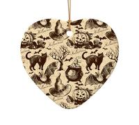 Décoration en céramique avec chapeau de sorcière et pendentif en forme de cœur pour décoration de Noël