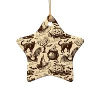 Décoration en céramique avec chapeau de sorcière et pendentif en forme de cœur pour décoration de Noël