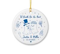 Décoration en céramique avec noms personnalisés pour couple de fantômes pour Noël 2025, décoration de fête de mariage avec noms et date personnalisés