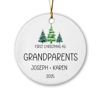 Décoration en céramique avec noms personnalisés pour grands-parents 2025, premier Noël en tant que grands-parents, cadeau souvenir de vacances pour nouvelle grand-mère et grand-père, ornements