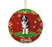 Décoration en Céramique Chien des Pyrénées Noir Céramique Ornements De Noël, avec Ficelle Décoration De Noël en Porcelaine 7.3 Cm