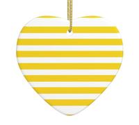 Décoration en céramique en forme de cœur avec zeste de citron jaune à rayures imprimées, décorations d'arbre de Noël, cadeaux de vacances, échange de cadeaux