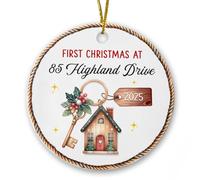 Décoration en céramique « First Christmas at New Home » 2025, 1er Noël personnalisé dans notre nouvelle maison, décorations souvenirs de maison, cadeaux de pendaison de crémaillère, décoration de Noël