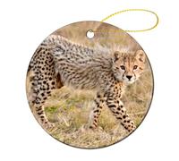 Décoration en Céramique, Guépard Afrique Safari Chat Faune Décoration De Sapin De Noël avec Ficelle Arbre De Noël Ornements Décoration De Noël pour Souvenir, Intérieur