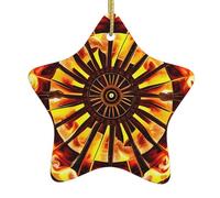 Décoration en céramique imprimée en forme d'étoile Tourner la flamme | Parfait pour les fêtes de Noël en famille, les cheminées et les tables de vacances