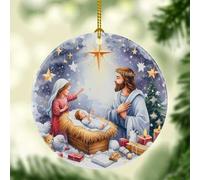 Décoration en Céramique Nativité Jésus Est Né Naissance du Christ Foi Céramique Ornements De Noël, Décoration De Noël en Porcelaine avec Ficelle