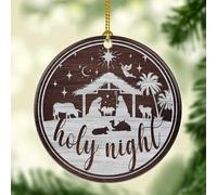 Décoration en Céramique Oh Sainte Nuit Scène De La Nativité Jésus Céramique Ornements De Noël, Ornement Noel avec Ficelle