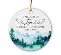 Décoration en céramique personnalisée avec inscription « Forever in Our Heart » pour la perte d'un père, décoration de Noël commémorative pour papa au paradis, décoration de Noël 2025