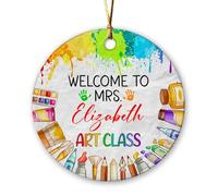 Décoration en céramique pour professeur d'art, décoration de Noël personnalisée 2025, cadeau personnalisé pour peintre ou professeur d'art, pinceaux de peinture pour salle de classe, ornement souvenir
