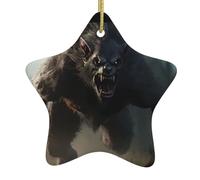 Décoration en céramique pour sapin de Noël à suspendre Motif loup-garou YYHHAOFA facile à accrocher sur les arbres, les portes et les fenêtres