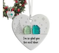 Décoration en céramique pour sapin de Noël | Pendentif en forme de cœur d'amour pour Noël - Décoration artistique saisonnière pour étudiants, voisins, adolescents, femmes