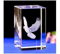Décoration en cristal gravée au laser - Motif 3D de colombe de la paix - Coffret cadeau (30 x 30 x 40 mm)