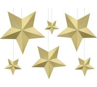 Décoration en étoile, or, différentes tailles, 6 pièces.