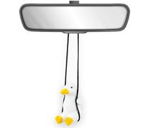 Décoration en forme de canard blanc 100 % fait à la main - Figurine de canard en bois peint à la main pour miroir de voiture Accessoires de décoration Cadeaux