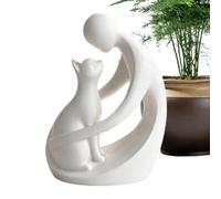 Décoration en forme de chat - Décoration commémorative pour animal de compagnie, sculpture humaine et chat pour étagère - pour rebord de fenêtre, chambre à coucher, étude, chambre d'enfant, table de
