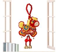 Décoration en forme de cheval, pendentif avec clochette | Broderie Année du cheval 2026 | Pour la réussite de la richesse, la fête, le salon, la chambre à coucher, la porte du mur