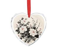 Décoration en forme de cœur de 7,6 cm - Décoration de sapin de Noël en verre de cristal, mandala, décoration romantique à suspendre pour sapin de Noël, cheminée, cadeau de Saint-Valentin