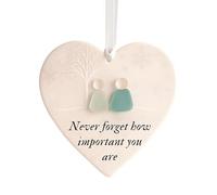 Décoration en forme de cœur en verre de mer | Pendentif souvenir en céramique | Décoration d'art intemporelle cadeau pour femme, fille, sœur, meilleure amie, mariage, anniversaire, Noël, fête des