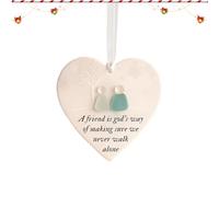 Décoration en forme de cœur en verre de mer | Pendentif souvenir en céramique | Décoration d'art intemporelle cadeau pour femme, fille, sœur, meilleure amie, mariage, anniversaire, Noël, fête des