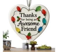 Décoration en forme de cœur pour l'amitié - Pendentif en verre Dis Mare et céramique 3D | Cœur fait à la main ? Noël, cadeau de Thanksgiving, décoration d'arbres, ami, maison, F