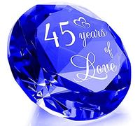 Décoration en forme de diamant saphir cristal K9 idée cadeau pour lui et elle 45 ans mariage romantique femme avec inscription "45 years of love" couples