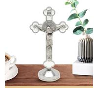 Décoration en forme de du Christ Jésus - Statue crucifix en métal avec base de présentation pour la maison, le bureau ou la voiture | Décoration de bureau en de zinc galvanisé, cadeau