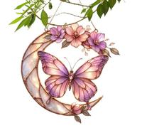Décoration en forme de papillon - Petit pendentif 2D teinté - Attrape-lumière lune - Décoration murale pour extérieur, jardin, terrasse, cour, balcon, arbre de fenêtre, fête à la maison, fête