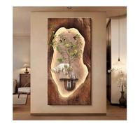 Décoration En Grès Art Mural 3D Peinture, Sculptures Vintage Avec Vase Et Plante Artificielle, Panneau Décoratif Moderne Pour Entrée, Salon Chambre À Coucher(Brown d,40x80 cm)