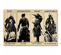 Décoration en métal pour l'extérieur Samouraïs Abilities Fast as The Wind Aggressive As Fire Quiet As A Forest Immovable As A Mountain Panneau en métal Décoration d'intérieur Affiche en métal 20,3 x