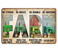Décoration en métal pour mur extérieur Tracteur Farm Be Brave When You Are Scared Farm - Plaque en métal chic - Décoration murale amusante en fer - Cadeau pour salon et bureau - 15,2 x 20,3 cm