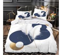 Décoration en plumes Parure de Lit Microfibre Hypoallergique Super Douce Léger Design minimaliste moderne Housse de Couette 3D Imprimée Fermeture Éclair Respirante for Femmes Single（140x200cm）