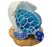 Décoration en résine en forme de tortue de mer, décoration de maison sur le thème souvenir de plage de style européen pour étagère, bureau, 10 x 12 x 11 cm (bleu)
