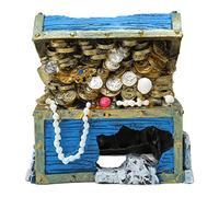 Décoration en résine pour aquarium en forme de coffre au trésor Bleu avec petite navette pour ajouter de l'espace caché pour poissons et crevettes