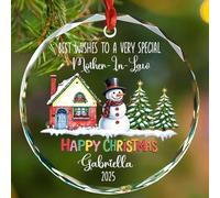 Décoration en verre « Best Wishes to A Very Special Mother in Law » 2025, décoration de Noël personnalisée pour belle-mère spéciale de la part de sa belle-fille, décoration de sapin de Noël bonhomme