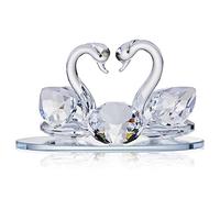 Décoration en Verre de Cristal en Forme de Deux cygnes avec des Cristaux de Swarovski