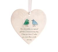 Décoration en verre de mer en forme de cœur pour l'amitié intemporelle en forme de cœur à suspendre (beige, B)