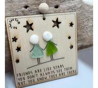 Décoration en verre de mer pour meilleure amie, faite à la main, ensemble d'amitié en verre de mer, cadeau (A)